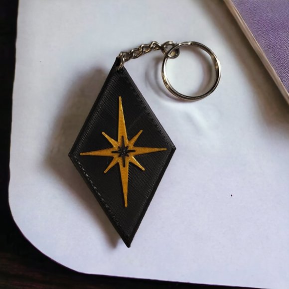 Retro Style Mid Century Modern Keychain Vintage Hotel Key Green Black Gold - Picture 3 of 4